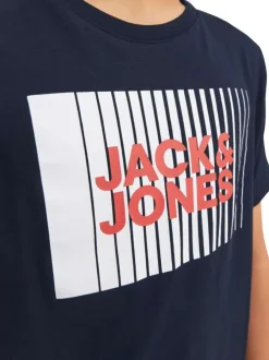 T-shirt en coton biologique marine uni coupe droite col rond