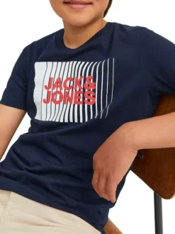 T-shirt en coton biologique marine uni coupe droite col rond