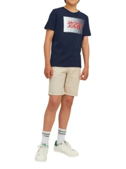 T-shirt en coton biologique marine uni coupe droite col rond