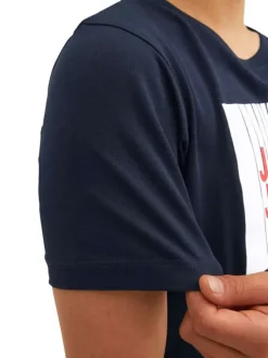 T-shirt en coton biologique marine uni coupe droite col rond