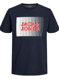 T-shirt en coton biologique marine uni coupe droite col rond