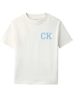 T-shirt en coton biologique jaune uni avec une coupe droite et un col rond