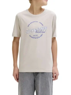 T-shirt en coton biologique beige orné d'un imprimé de la marque