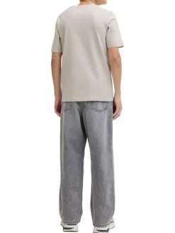 T-shirt en coton biologique beige orné d'un imprimé de la marque