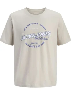 T-shirt en coton biologique beige orné d'un imprimé de la marque