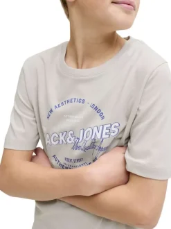 T-shirt en coton biologique beige orné d'un imprimé de la marque