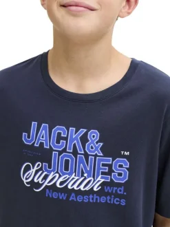 T-shirt en coton biologique marine orné d'un imprimé de la marque