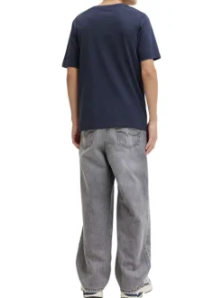 T-shirt en coton biologique marine orné d'un imprimé de la marque