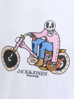 T-shirt en coton biologique blanc à coupe droite orné d'une illustration