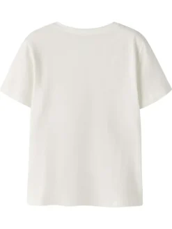 T-shirt en coton biologique blanc uni pourvu d'un imprimé squelette