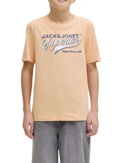 T-shirt en coton biologique pêche orné d'un imprimé de la marque