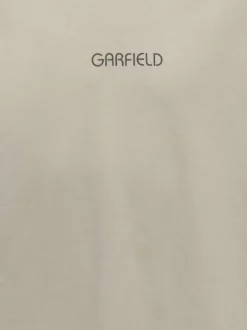 T-shirt en coton biologique beige à imprimé avec une coupe droite et un col rond