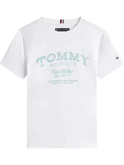 T-shirt en coton blanc à coupe droite pourvu d'un imprimé de la marque