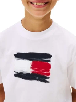 T-shirt en coton blanc à imprimé fantaisie avec un col rond