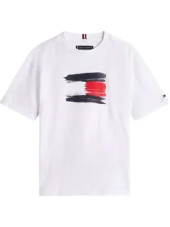 T-shirt en coton blanc à imprimé fantaisie avec un col rond