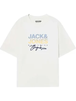 T-shirt en coton blanc avec logo imprimé, coupe regular et col rond