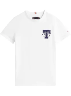 T-shirt en coton blanc avec un col rond et des manches courtes