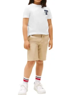 T-shirt en coton blanc avec un col rond et des manches courtes