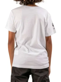 T-shirt en coton blanc coupe droite à col rond avec un imprimé à l'avant