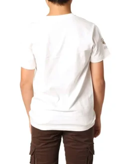 T-shirt en coton blanc imprimé avec un col rond et des manches courtes