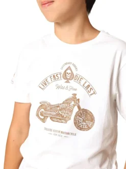 T-shirt en coton blanc imprimé avec un col rond et des manches courtes