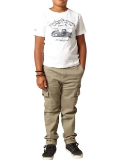 T-shirt en coton blanc imprimé avec un col rond et des manches courtes
