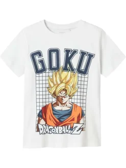 T-shirt en coton blanc imprimé à l'avant avec une coupe droite et un col rond