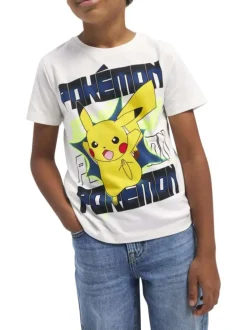 T-shirt en coton blanc imprimé avec une coupe droite et un col rond