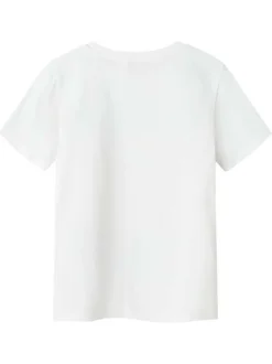T-shirt en coton blanc imprimé personnage à l'avant avec une coupe droite