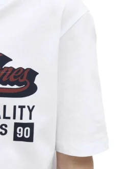 T-shirt en coton blanc imprimé avec une coupe droite et un col rond
