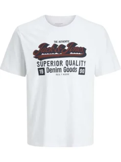 T-shirt en coton blanc imprimé avec une coupe droite et un col rond