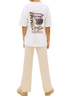 T-shirt en coton blanc pourvu d'une coupe droite et d'un col rond