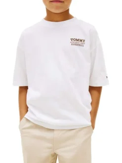 T-shirt en coton blanc pourvu d'une coupe droite et d'un col rond