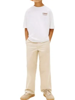 T-shirt en coton blanc pourvu d'une coupe droite et d'un col rond