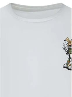 T-shirt en coton blanc uni pourvu d'un imprimé sushis avec un col rond
