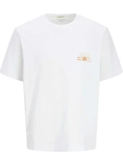 T-shirt en coton blanc uni avec une coupe droite et un col rond