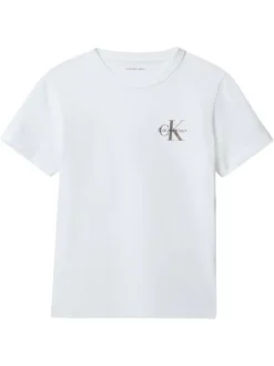 T-shirt en coton blanc uni avec une coupe droite et un col rond