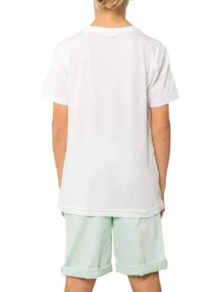 T-shirt en coton blanc uni pourvu d'un col rond et d'une coupe droite