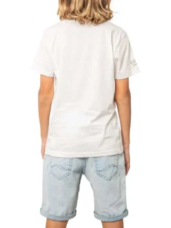 T-shirt en coton blanc uni pourvu d'une coupe droite et d'un col rond