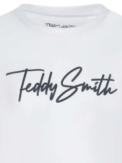T-shirt en coton blanc uni avec une coupe droite et un col rond
