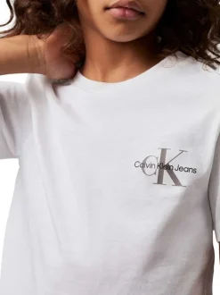 T-shirt en coton blanc uni avec une coupe droite et un col rond