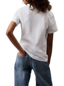 T-shirt en coton blanc uni avec une coupe droite et un col rond