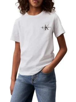 T-shirt en coton blanc uni avec une coupe droite et un col rond
