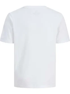 T-shirt en coton blanc uni pourvu d'un imprimé citron et d'un col rond