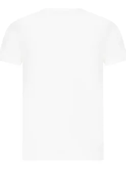 T-shirt en coton blanc uni avec une coupe droite et un col rond