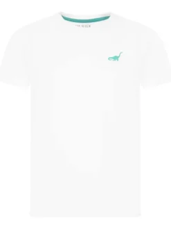 T-shirt en coton blanc uni avec une coupe droite et un col rond