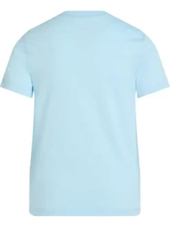 T-shirt en coton bleu ciel avec le logo imprimé en gros et un col rond