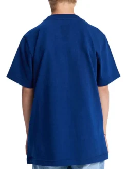 T-shirt en coton bleu électrique uni avec une coupe droite et un col rond