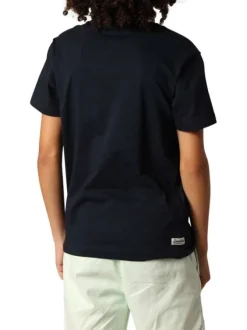 T-shirt en coton bleu marine à imprimé tête de mort avec un col rond