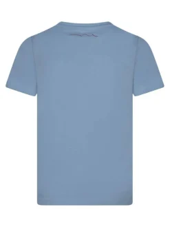 T-shirt en coton bleu uni avec une coupe droite et un col rond